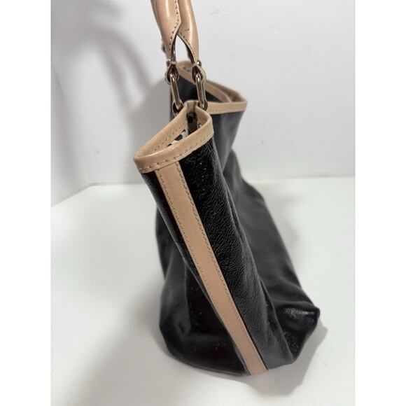 KATE SPADE BLACK PATENT LEATHER TOTE SHOULDER 2 Handles PURSE Bag - Picture 3 of 14